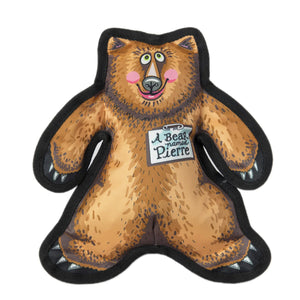 Wild Woodies Dog Chew Toy | A Bear Named Pierre Dog Toy | Durable Squeaky Dog Toy |Dog Chew Toy | Rugged Dog Toy | Medium | 9"