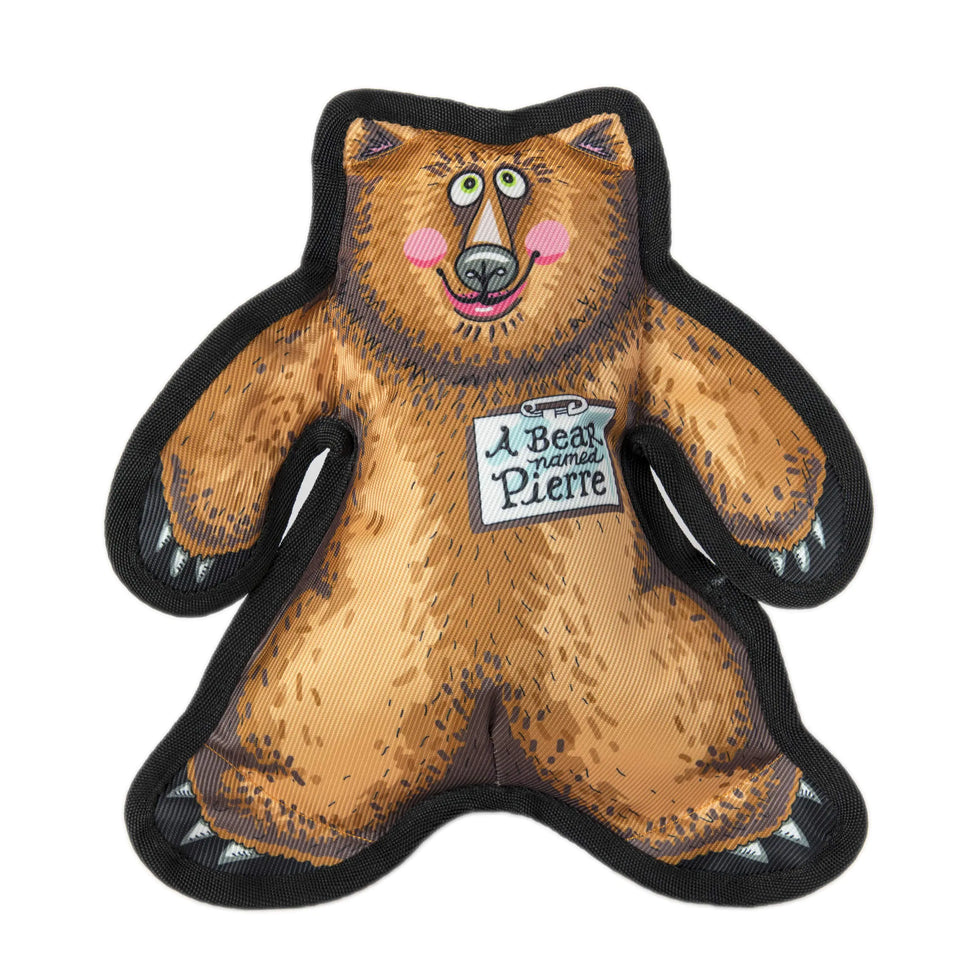 Wild Woodies Dog Chew Toy | A Bear Named Pierre Dog Toy | Durable Squeaky Dog Toy |Dog Chew Toy | Rugged Dog Toy | Medium | 9"
